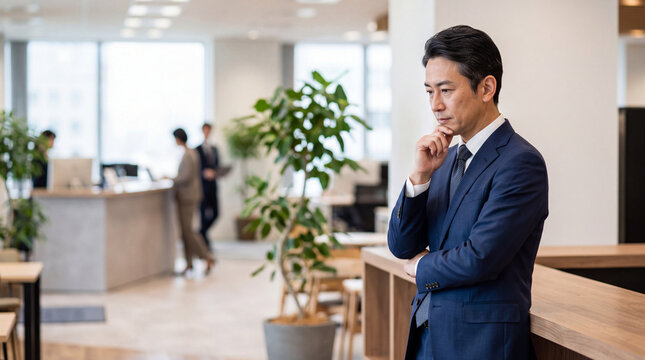 オフィスで仕事について考えるスーツ姿のビジネスマン 
経営判断について思案するビジネスマン 
キャリアや仕事の課題について考える会社員 
オフィスで思考する中年ビジネスマン 
ビジネス上の意思決定を考える男性 
仕事の問題解決について考えるビジネスマン 
企業経営と戦略を考えるスーツ姿の男性 
オフィスで深く考え込むビジネスマン 