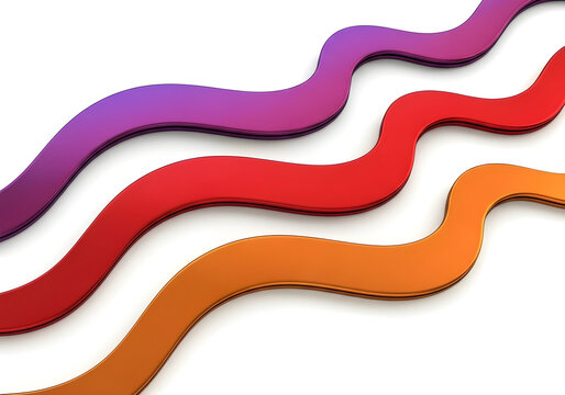 Colorful wavy lines in gradient design isolated on white background