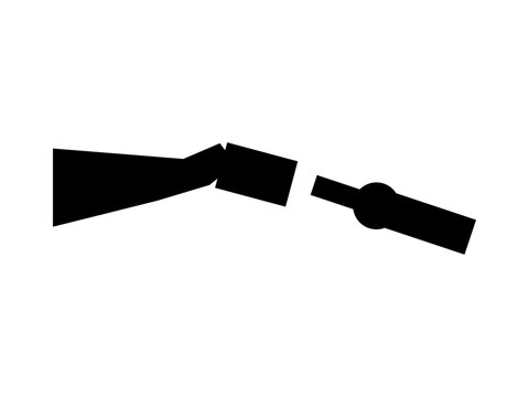 Minimalist black silhouette icon representing a broken rifle weapon design