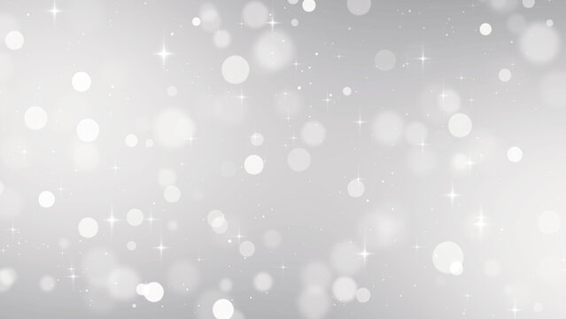 Silver Bokeh Lights with Sparkling Stars and Snow fall , Elegant White Christmas and Winter New year Holiday Stream Social media Background