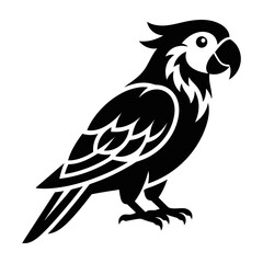 Fototapeta premium Black and white parrot bird vector illustration isolated on white background