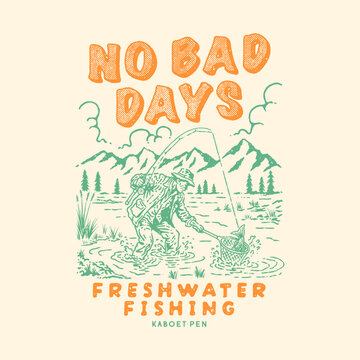 catch illustration fisherman graphic fishing design freshwater badge outdoor vintage