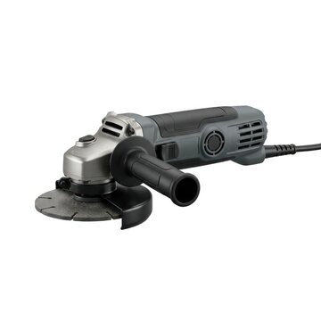 Power tool with cutting disc and handle on white background