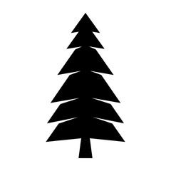 Fototapeta premium Pine tree silhouette during winter with simple geometric shapes on a clean white background