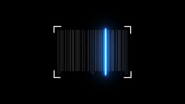 Barcode Scanning Concept. Motion graphics of quick-response barcode scanner. 4k video animation. 