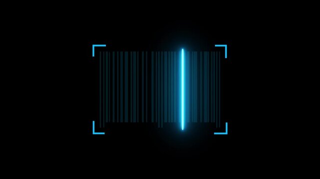 Barcode Scanning Concept. Motion graphics of quick-response barcode scanner. 4k video animation. 