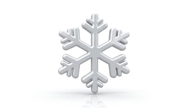 3D Rotating White Snowflake Icon