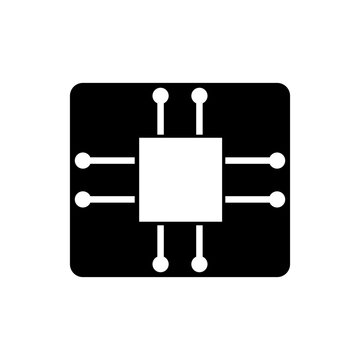 Circuit board microchip icon for technology and electronic hardware design