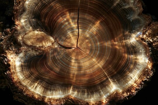 Sawn juniper wood cross section showing detailed growth rings and a central heart for organic textures and natural packaging backgrounds