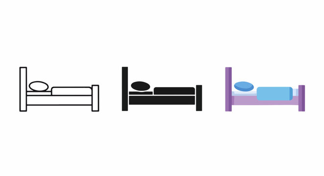 Single bed vector icon set for interior: Clipart, sticker - icon set, logo template - SVG and PNG icons - flat icon set