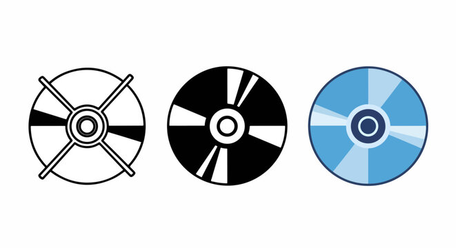 Compact disc media icon set: Clipart, sticker - icon set, logo template - SVG and PNG icons - flat icon set