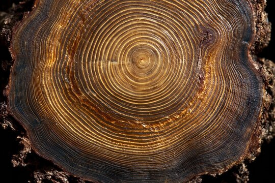 Juniper log cross section with concentric growth rings, showing a weathered dry texture and warm organic tones for nature backgrounds and material design