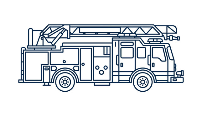 Fire Engine Truck Outline Vector