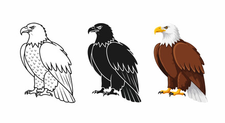 Fototapeta premium Majestic eagle bird vector icon set: Clipart, sticker - icon set, logo template - SVG and PNG icons - flat icon set