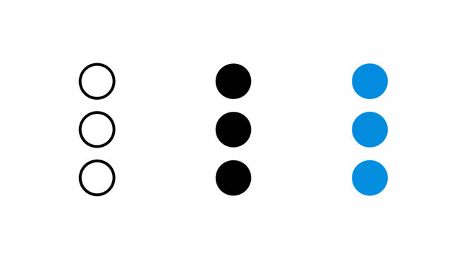 Three dot menu button vector icon set: Clipart, sticker - icon set, logo template - SVG and PNG icons - flat icon set