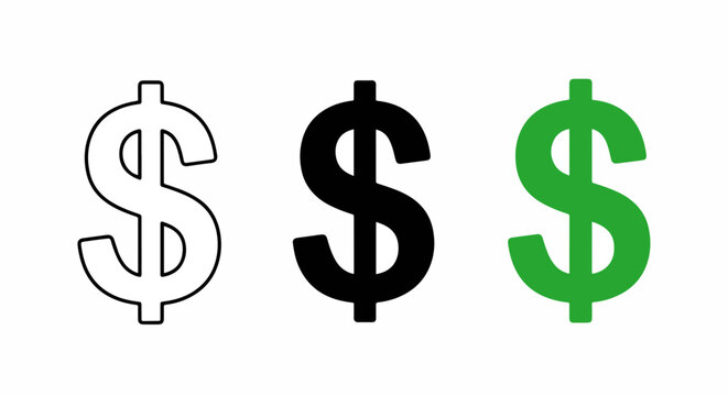 Us dollar currency sign vector icon set: Clipart, sticker - icon set, logo template - SVG and PNG icons - flat icon set