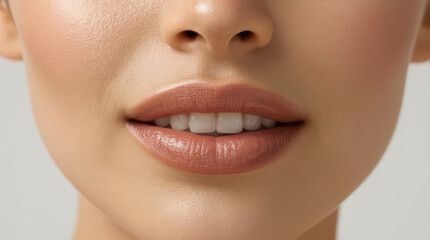 Obraz premium Close up female lips gentle smile minimalist beauty portrait