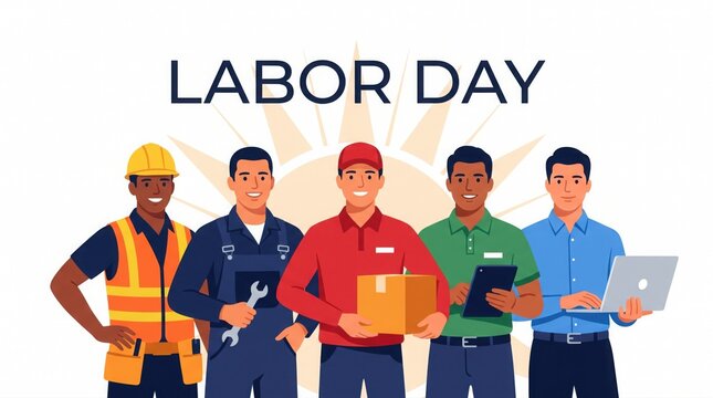 Labor day illustration with diverse workers