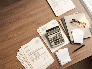Obraz premium Tax Planning Documents with Calculator and Financial Paperwork