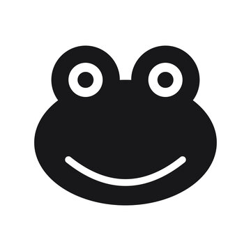 Cute frog face silhouette vector graphic icon with silhouette, amphibian