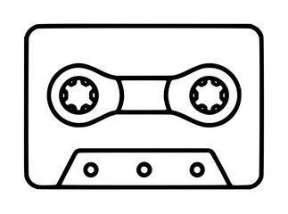 Vintage reel-to-reel tape recorder vector icon illustration in clean line art style, depicting magnetic spools and control buttons on a retro audio player, perfect for nostalgic and minimalist designs © Rokon