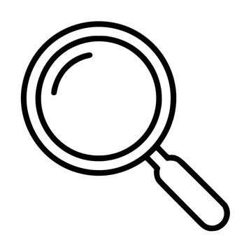 Hand-traced magnifying glass vector icon illustration, minimalist black line drawing on white background, clean outline sketch for search, inspection, and discovery graphic design projects