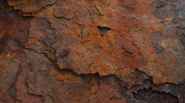 Rusty Metal Surface with Flaking Paint Chips Close Up Texture Background