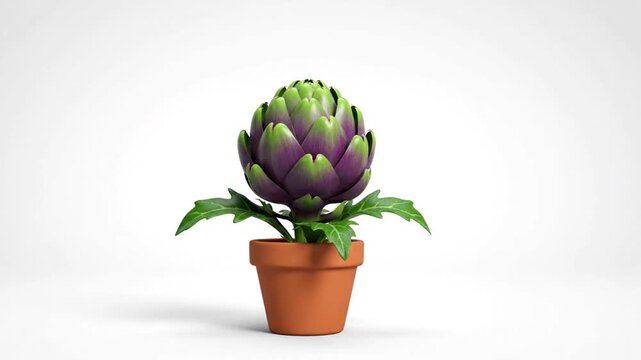 Artichoke Plant in Terracotta Pot 3D Render