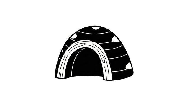 Black and white illustration of igloo.
