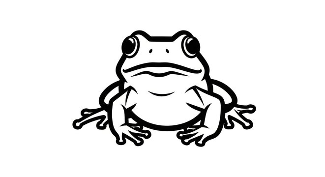 Cartoon Frog Sitting on White Background.