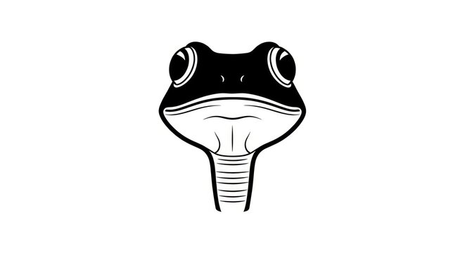 Frog face illustration in black and white.