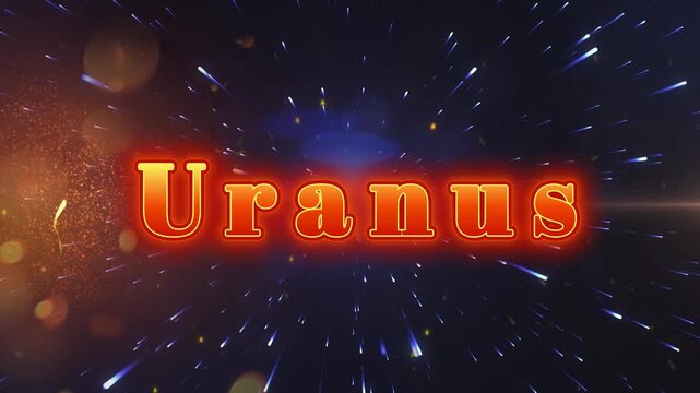 Glowing orange uranus title against a dynamic cosmic background with streaking light particles motion graphics