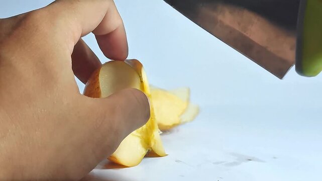 Cutting Fresh Apple Into Slices