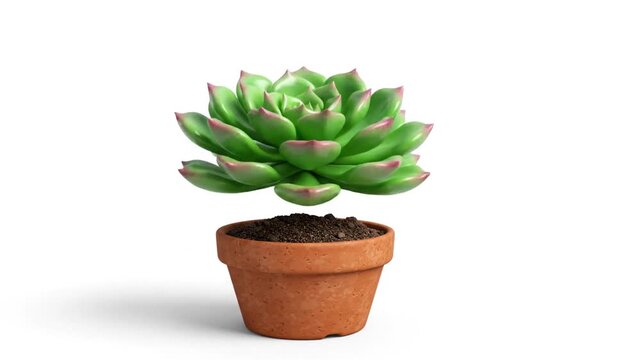 Levitating Succulent Plant in Terracotta Pot on White