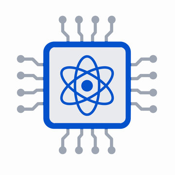 Digital Atom Icon Representing Technology and Innovation