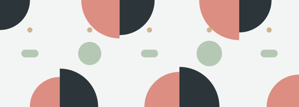 Minimalist geometric pattern featuring soft pastel circles and dark shapes
