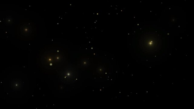 Star particles glistening across a deep black cosmic space background create a magical atmosphere perfect for abstract night sky visual effects, fantasy themes, and mysterious cover art.