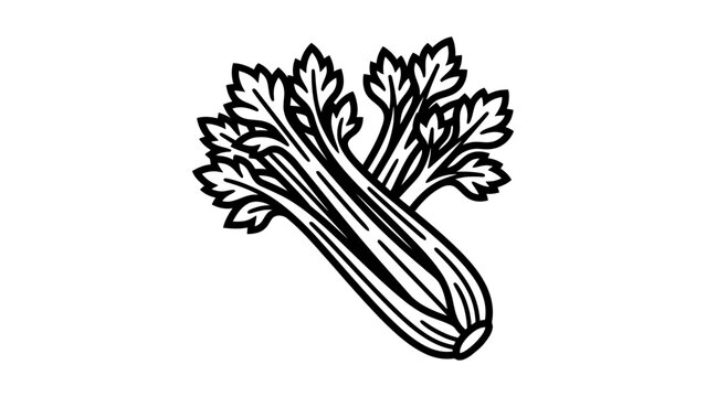 Celery Stalk Minimal Outline Vector