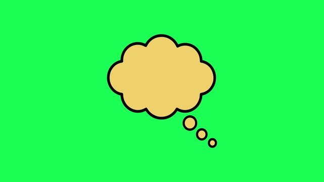 Simple illustration of a yellow thought bubble on green background