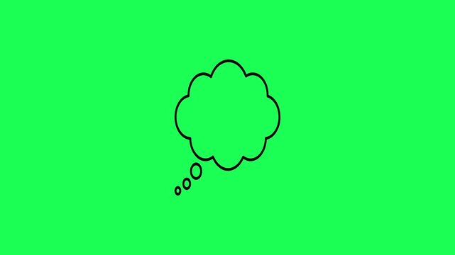 Simple black thought bubble illustration on a vibrant green background