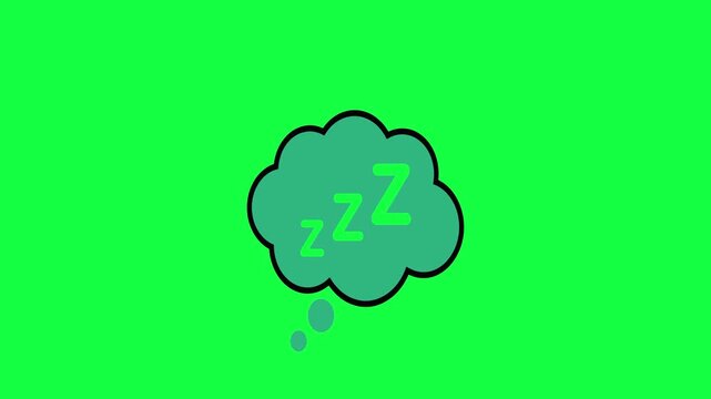 Cartoon sleep bubble with zzz letters on green background