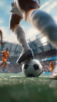 Soccer Player Controlling Ball on Field