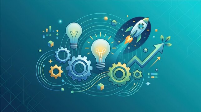 Innovation and creativity concept with gears.