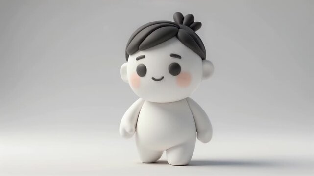 Cheerful 3d Animated Character Standing Still in Minimalist Studio with Soft Lighting and Clean Background for Branding or App Interface