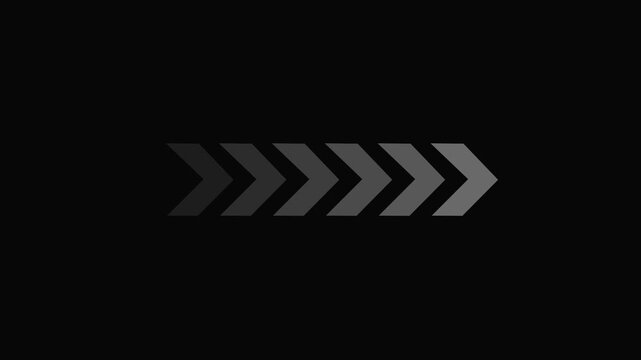  Right-directional arrow loop animation .white . arrow moving right on Black background. arrow icon concept animation right to left direction .Animated arrows for the overlay video layer. 4k