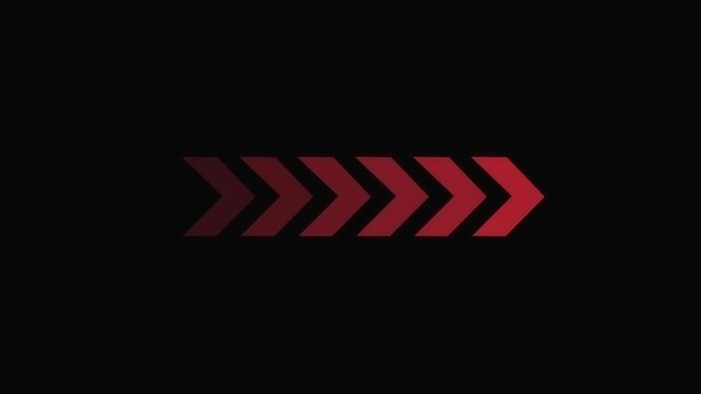 : Right-directional arrow loop animation .reed . arrow moving right on Black background. arrow icon concept animation right to left direction .Animated arrows for the overlay video layer. 4k