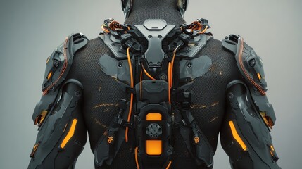 Fototapeta premium Futuristic robotic armor showcasing advanced design.