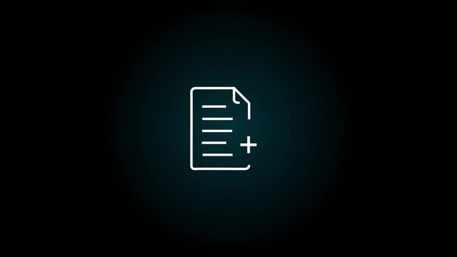 Animated linear create file icon. Add document concept design animation.4k motion video.