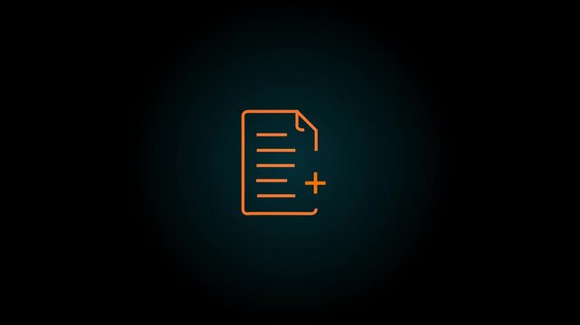 Animated linear create file icon. Add document concept design animation.4k motion video.