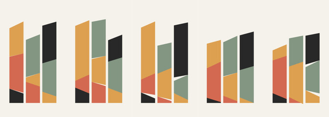 Obraz premium Abstract bar chart visualization with segmented color blocks and flat design